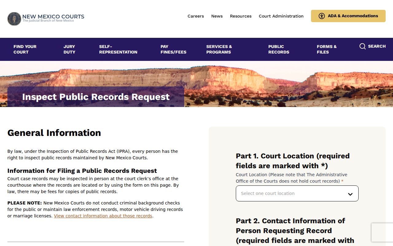 New Mexico Judiciary Inspection of Public Records Act request guidance